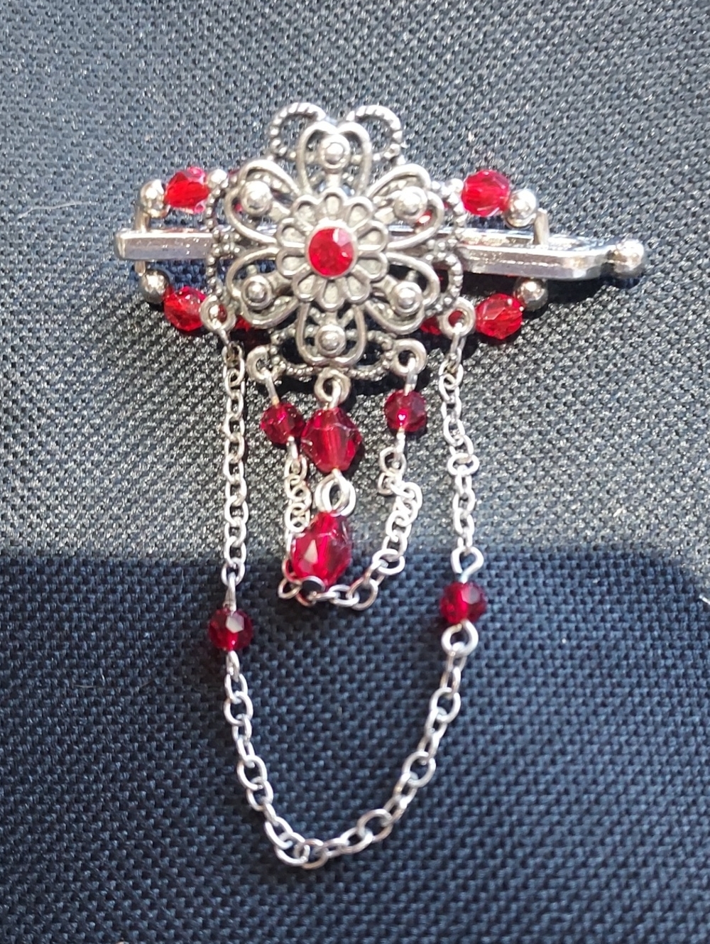 Lilla Rose Mini Red Fancy Dangle Blossom Flexi Clip